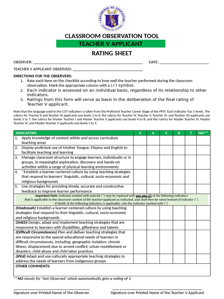 Teacher V Applicant Rating Sheet | PDF | Teachers | Learning