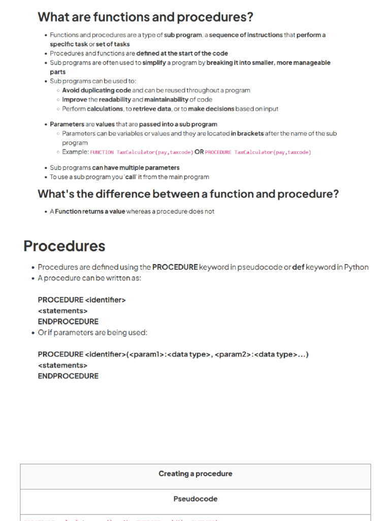 Intro Functions and Procedure in Pseudocode | PDF