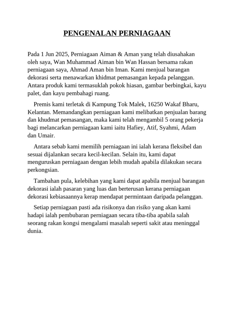 Pengenalan Perniagaan | PDF