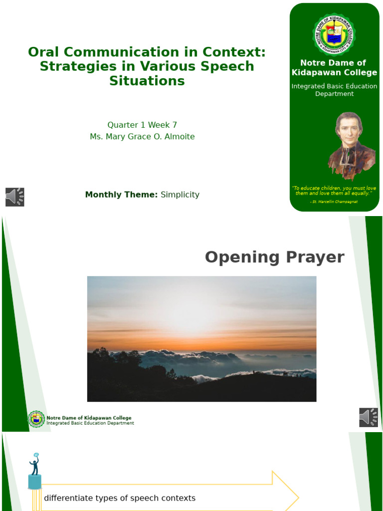 Oral Communication in Context - Week 7 | PDF | Communication | Learning