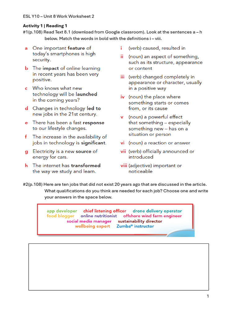 Unit 8 Worksheet 2 | PDF