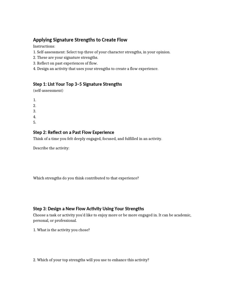Harnessing Strengths for Flow Experiences | PDF