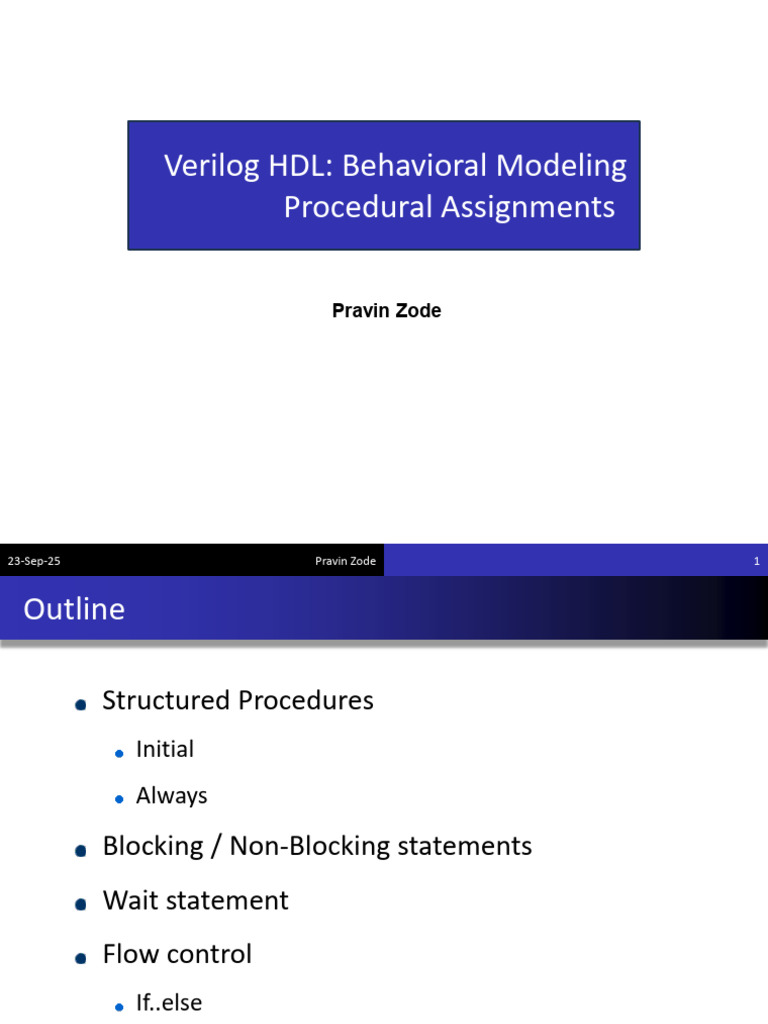 Verilog HDL Procedural Assignments Guide | PDF | Computer Science ...