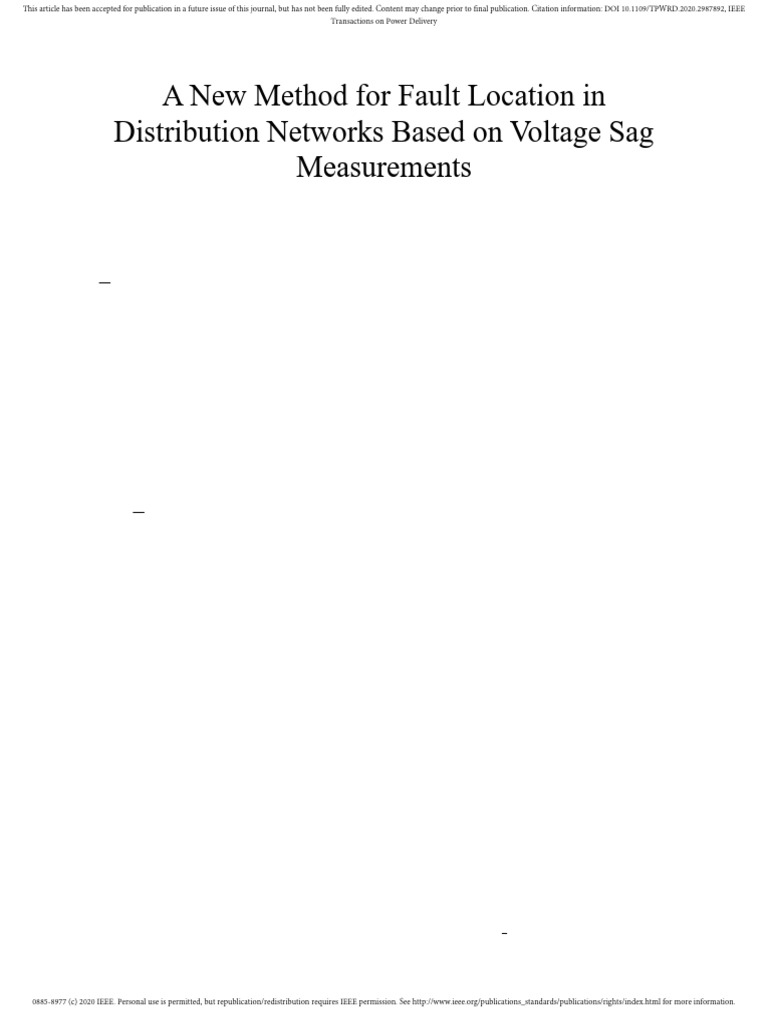 Fault Location Method in Distribution Networks | PDF | Electrical ...