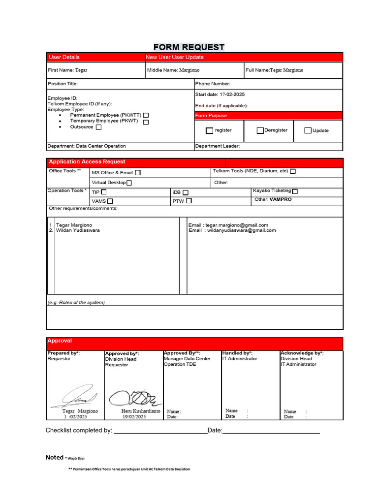 VAMPRO Access Request Form | PDF | System Software | Computing