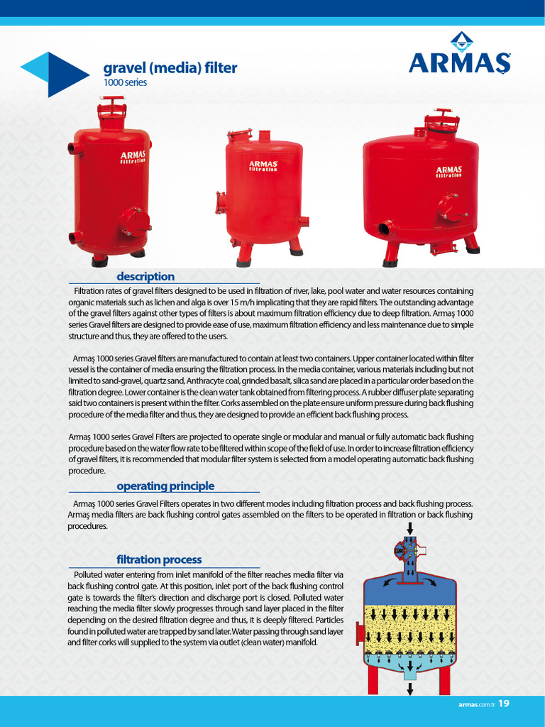 Armaş 1000 Series Gravel Filters Overview | PDF | Filtration | Sand
