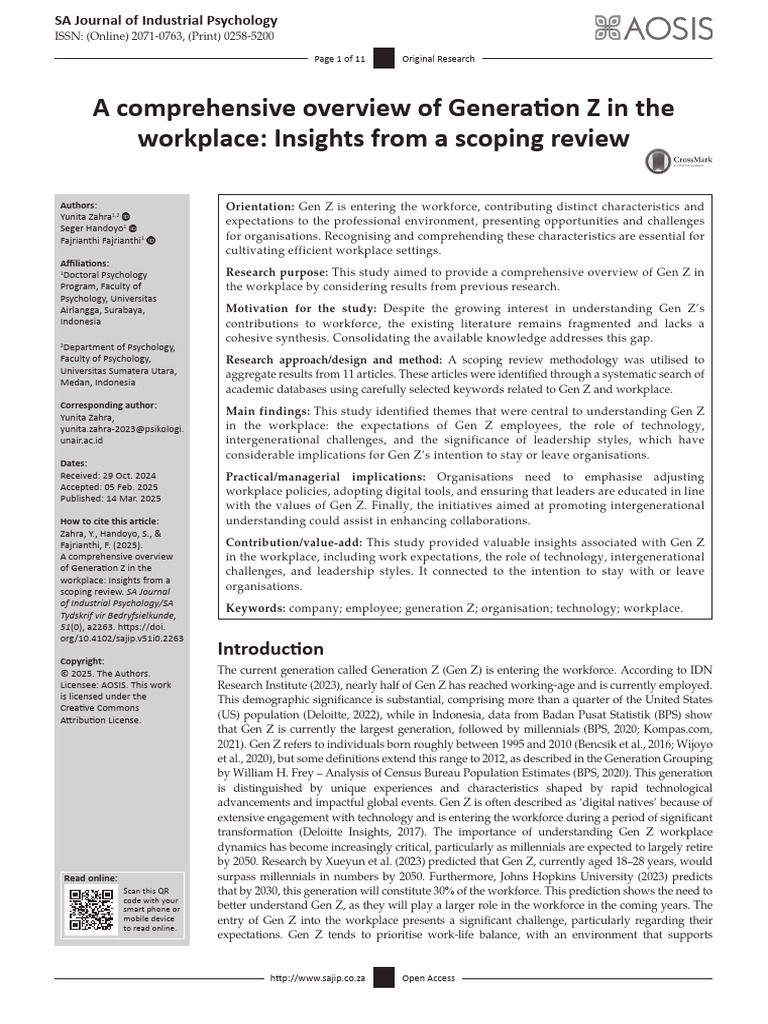 Gen Z in the Workplace: Key Insights | PDF | Systematic Review