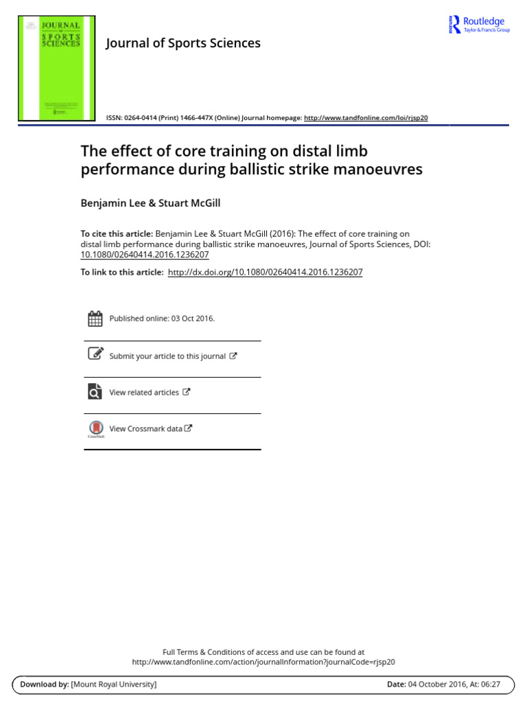 Core Training's Impact on Strike Performance | PDF | Mechanics