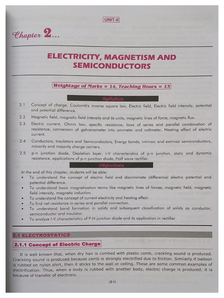 BSC UNIT 2 Electrostatic | PDF