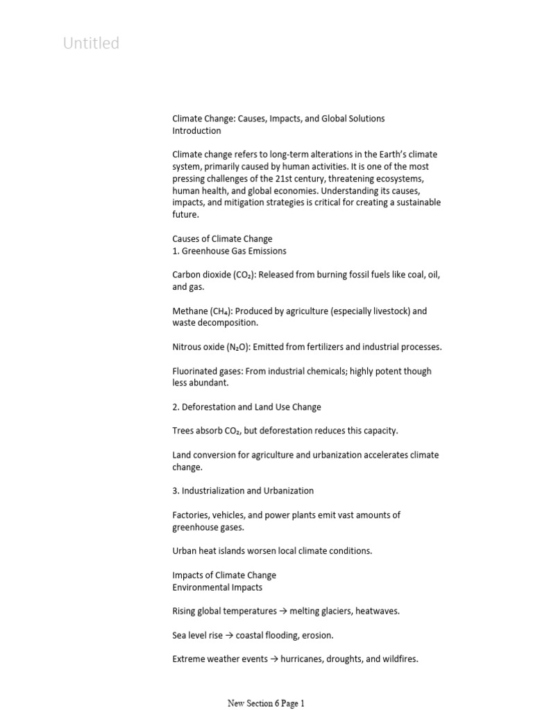 Climate Change: Causes and Solutions | PDF | Climate Change | Climate ...