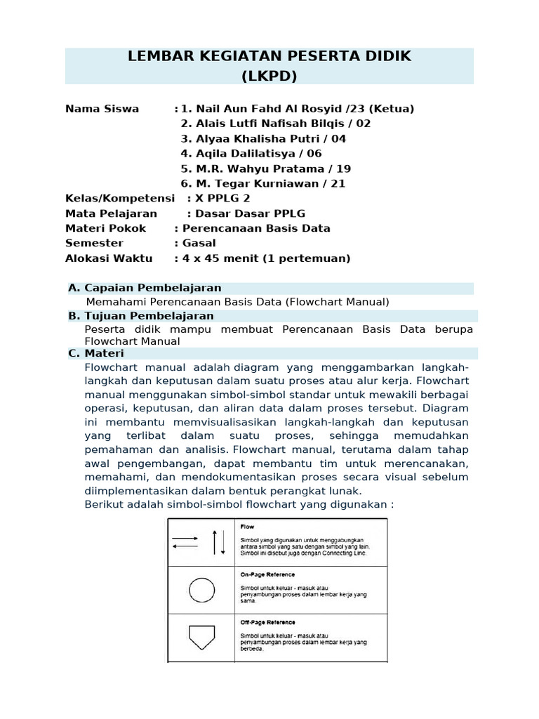 LKPD Perencanaan Flowchart Manual | PDF
