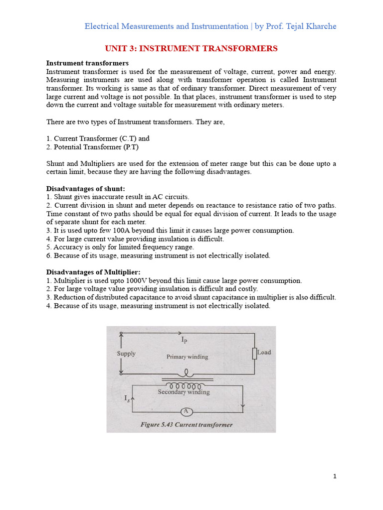 Instrument Transformers Overview | PDF | Transformer | Inductor