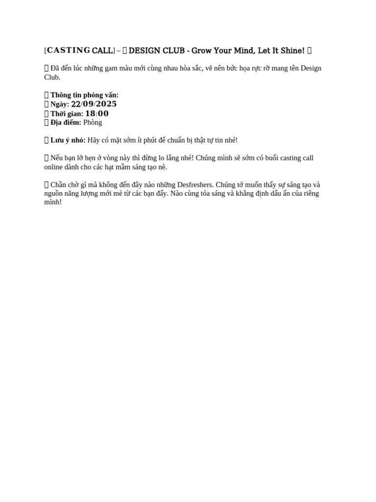Content Casting Call | PDF
