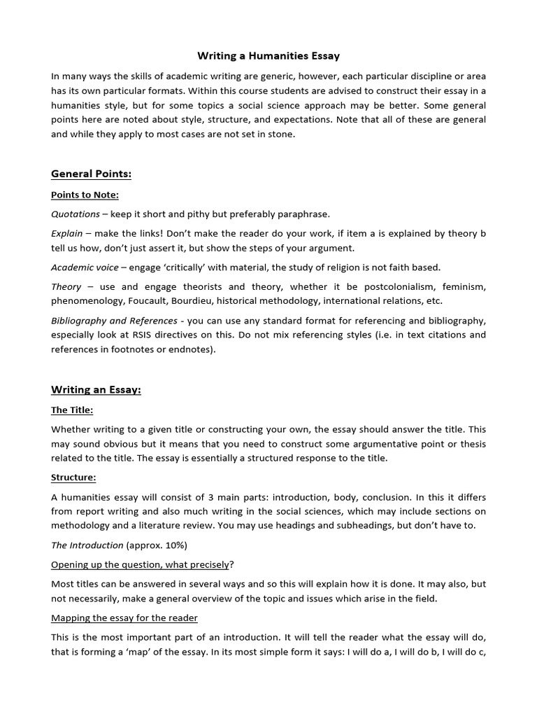 Guide to Writing Humanities Essays | PDF | Essays | Methodology