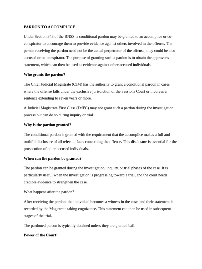 Conditional Pardon for Accomplices Explained | PDF | Pardon | Trials