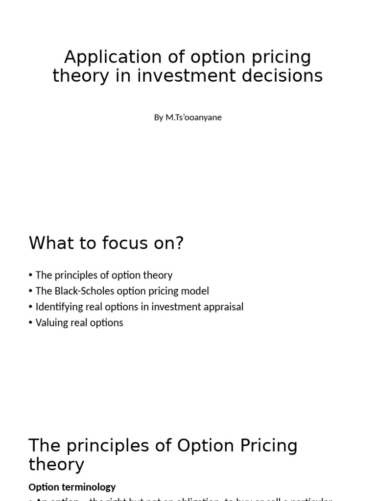 Option Pricing Theory in Investments | PDF | Option (Finance) | Investing