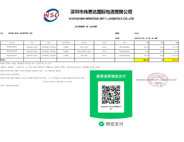 Shipping Account Statement Overview | PDF