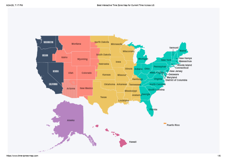Best Interactive Time Zone Map For Current Time Across US | PDF