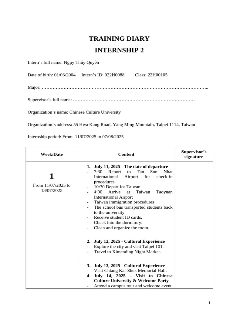 Training Diary Hpnn2 (Đã Làm) | PDF