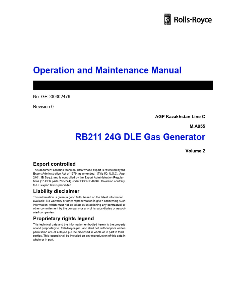 RB211 24G DLE Gas Generator Manual | PDF | Rope | Turbine