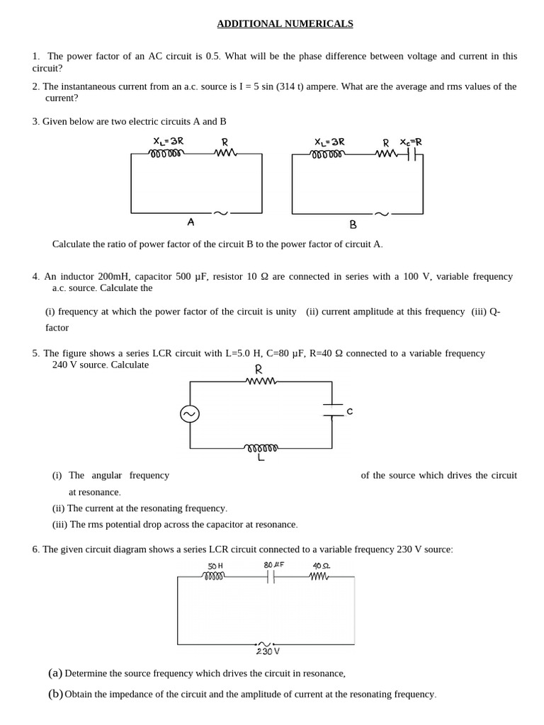 AC Circuit Analysis and Calculations | PDF | Resonance | Electrical Network