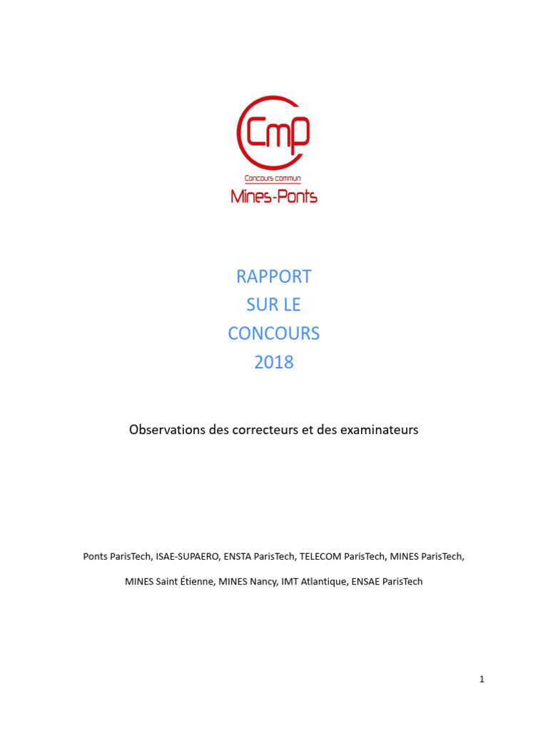 Rapport sur le Concours 2018: Observations | PDF | Matrice ...
