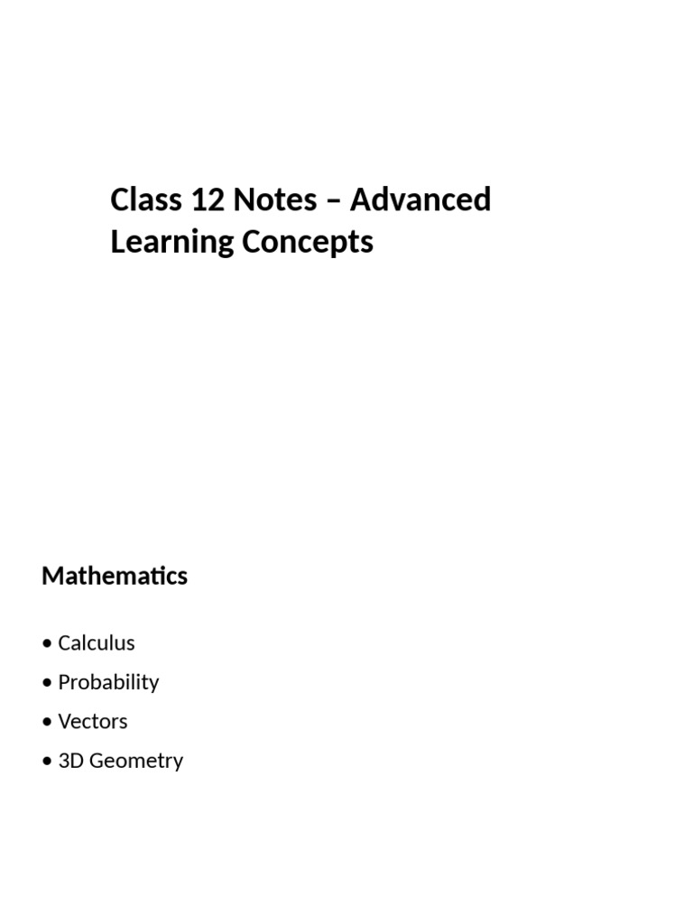 Class 12 Advanced Learning Notes | PDF