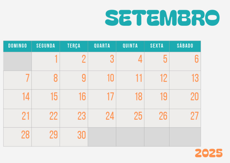 Calendário de Setembro 2025 | PDF