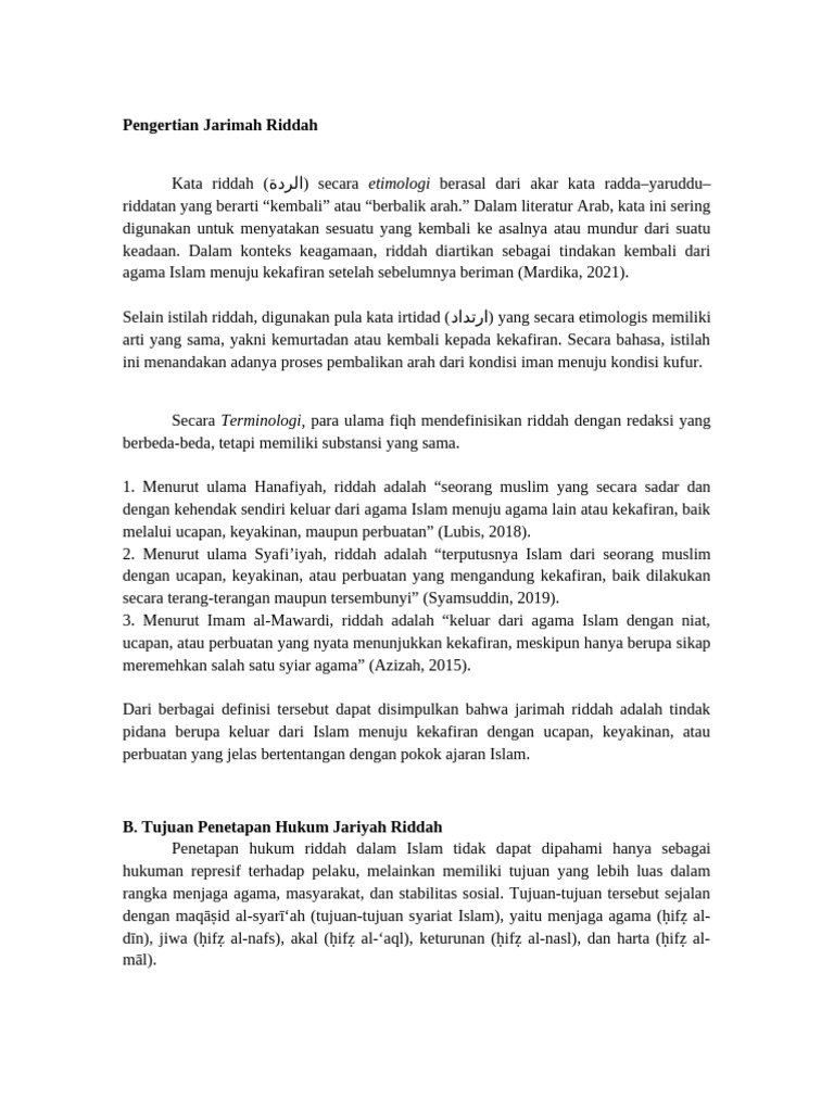 Definisi dan Tujuan Hukum Riddah | PDF