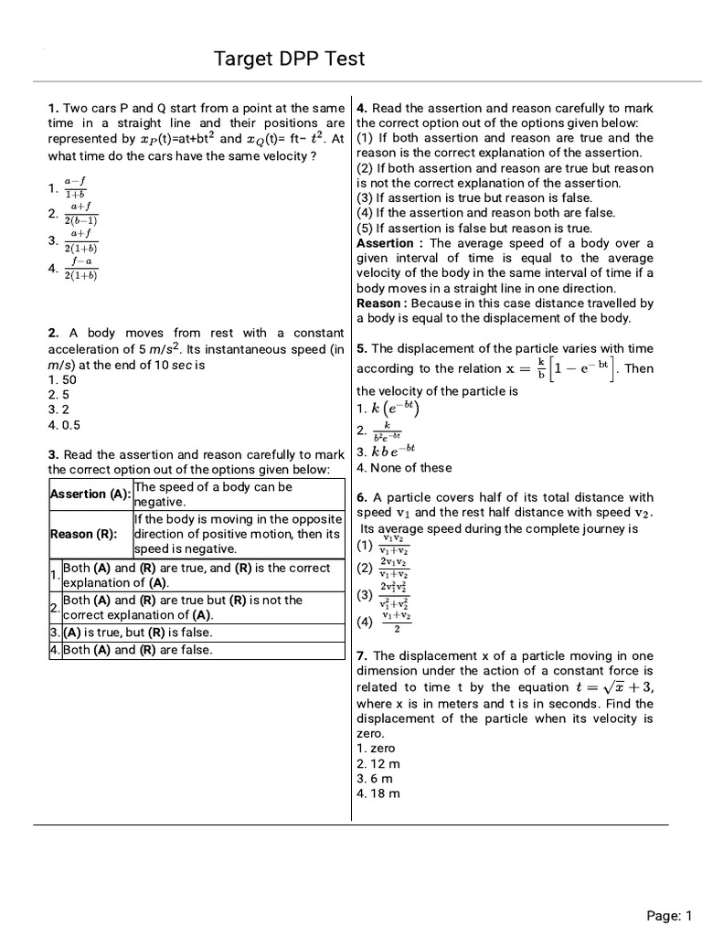 Physics Velocity and Displacement Problems | PDF | Speed | Velocity