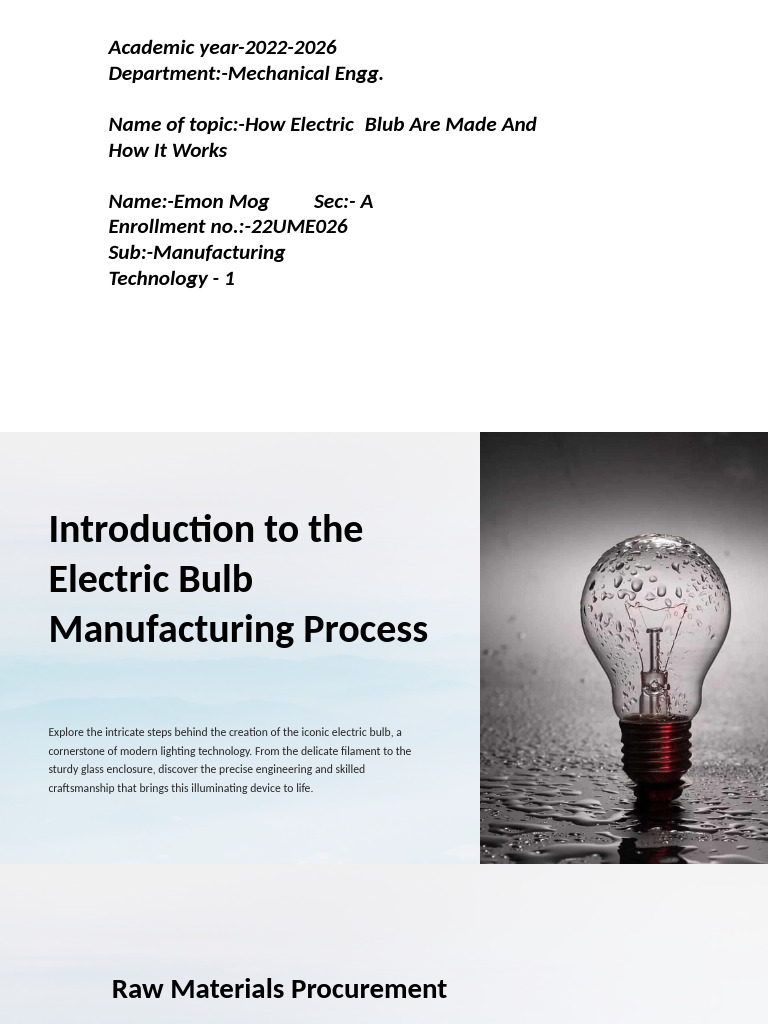 Electric Bulb Manufacturing Process Explained | PDF | Incandescent ...