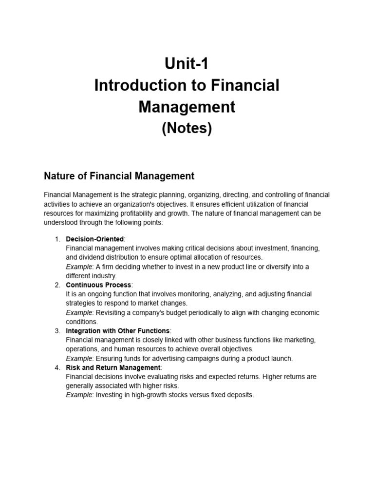 Introduction to Financial Management | PDF | Net Present Value | Cost ...