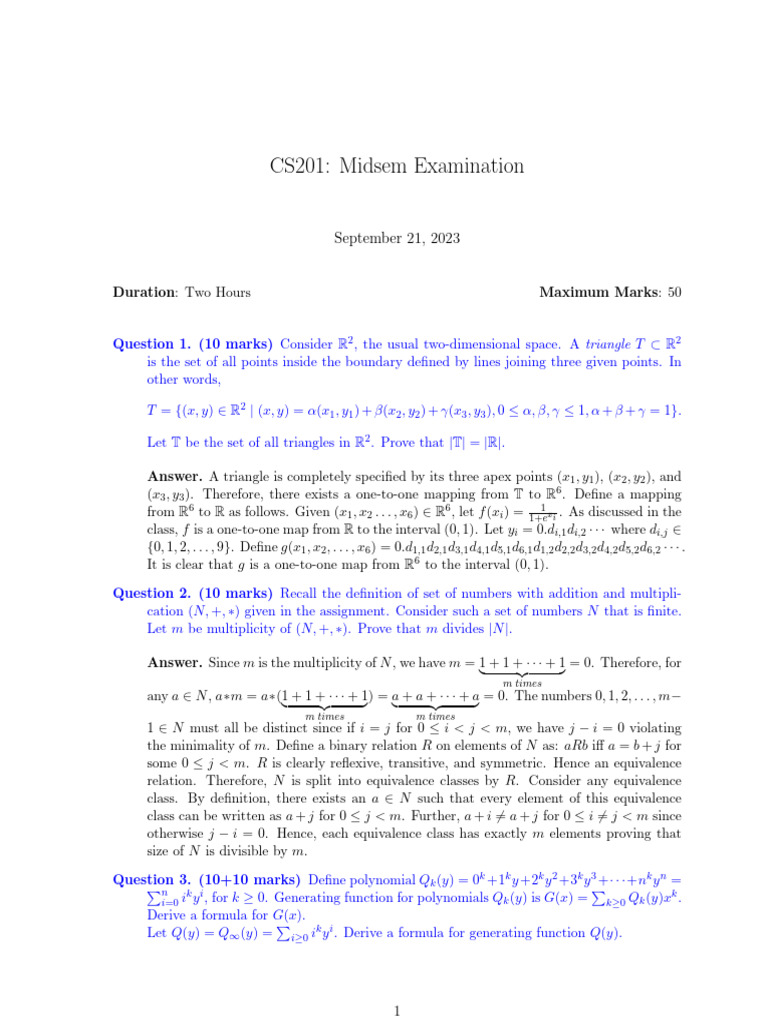 CS201 Midsem Exam: Triangle & Polynomial Concepts | PDF | Mathematical ...