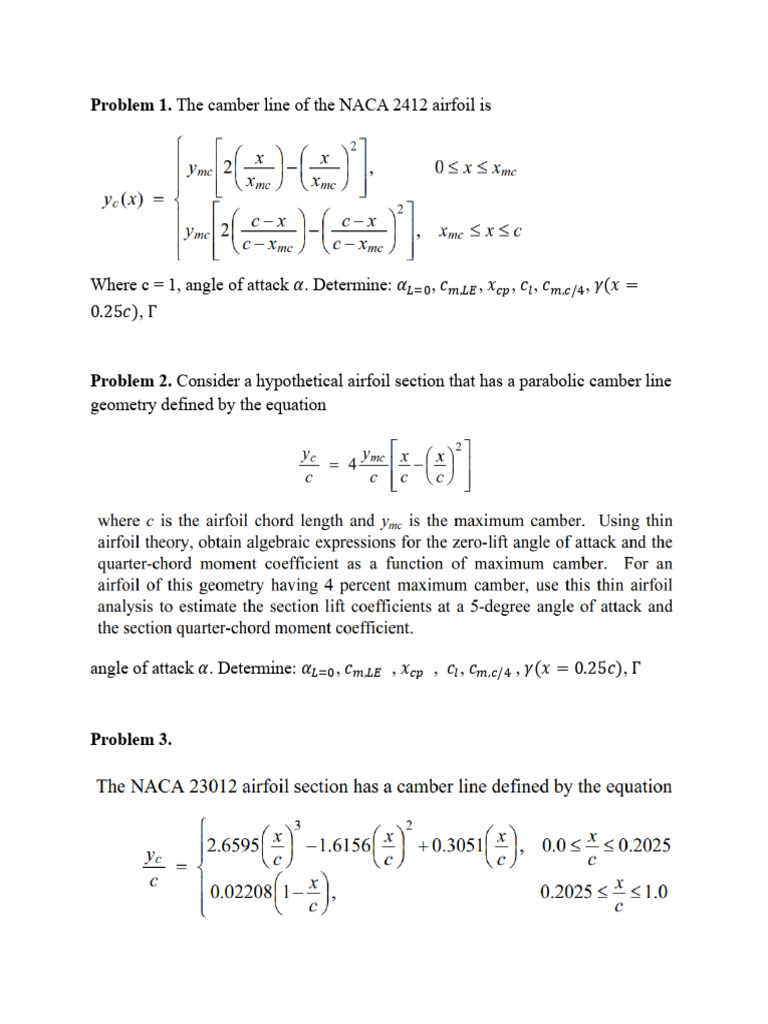 NACA 2412 Airfoil Analysis Problems | PDF