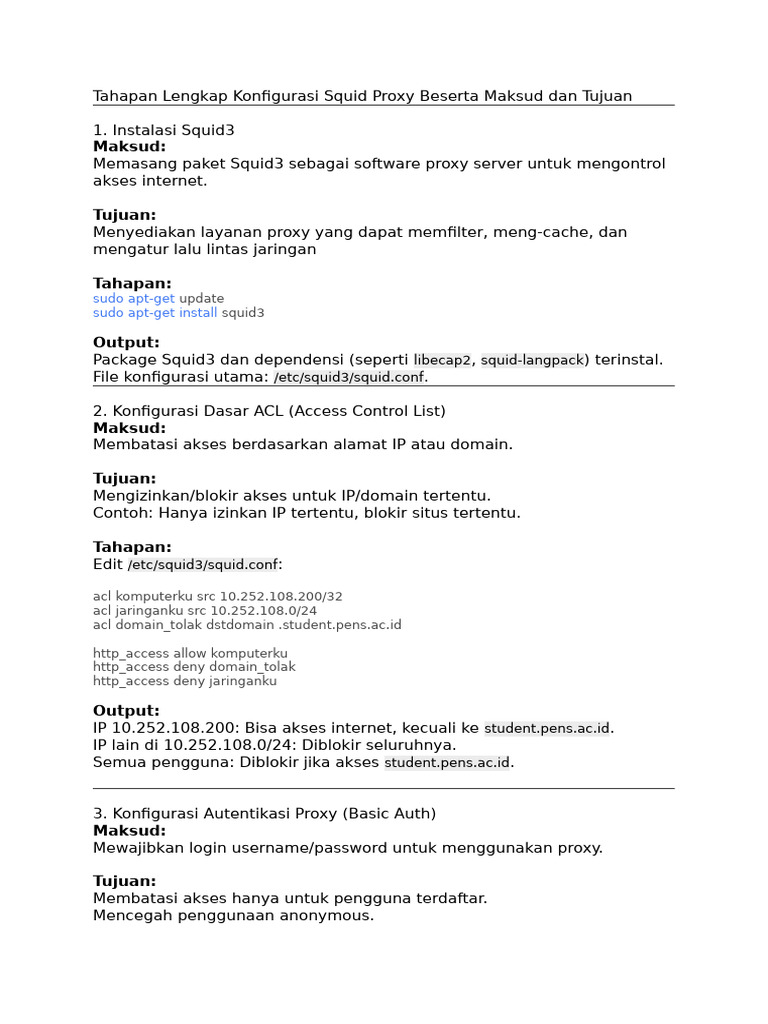 Panduan Konfigurasi Squid Proxy Lengkap | PDF