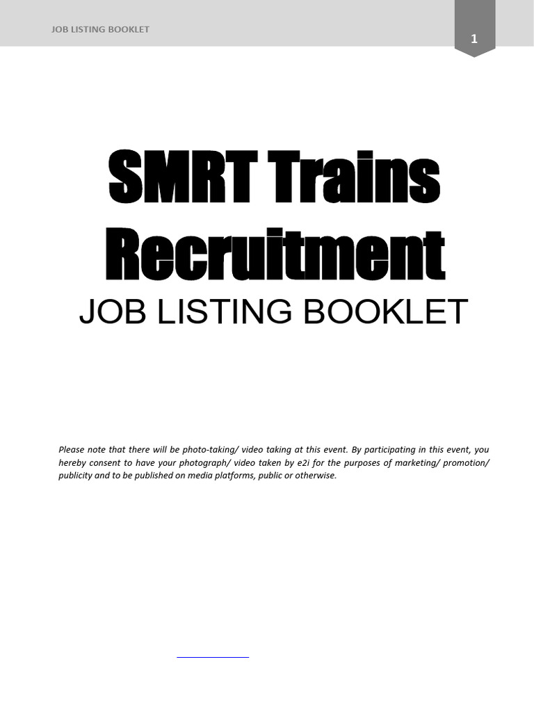 SMRT Trains Job Listing Booklet | PDF