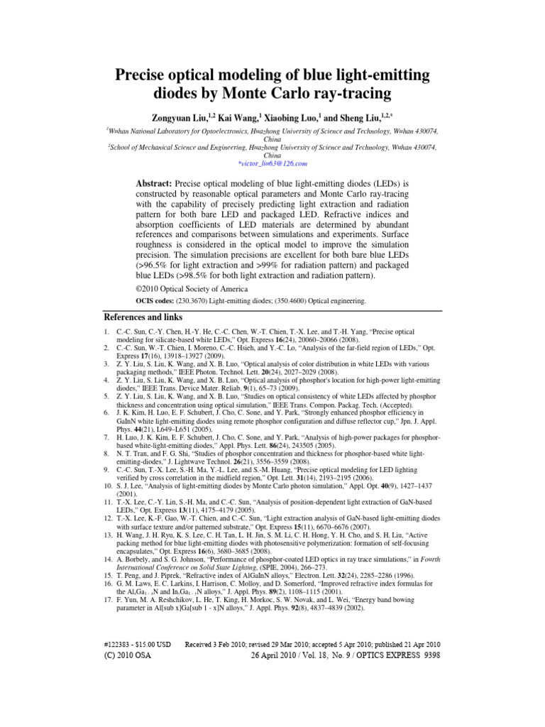 MC Ray Tracing | PDF | Light Emitting Diode | Reflection (Physics)