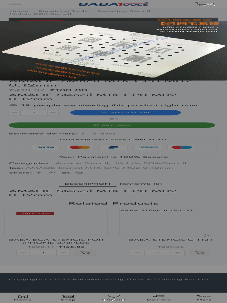 Amaoe Stencil MTK Cpu Mu2 0.12mm - Baba Tools | PDF
