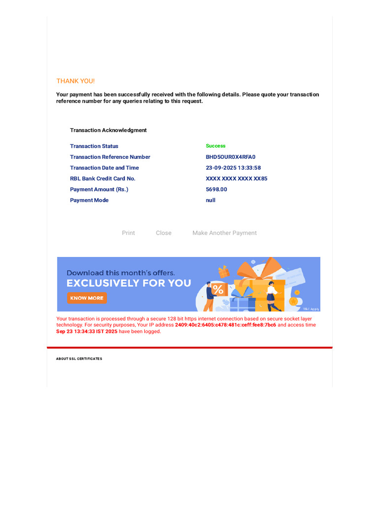 RBL Bank Payment Confirmation Receipt | PDF