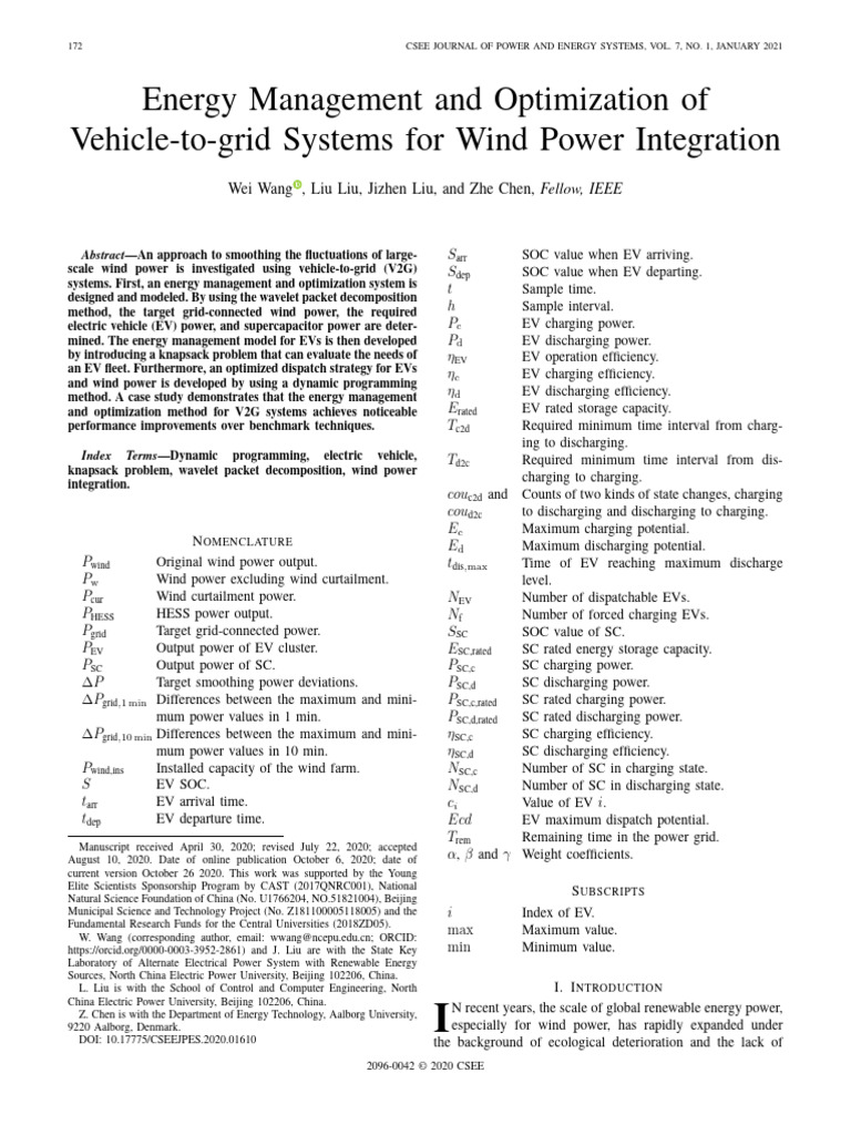 V2G Systems for Wind Power Optimization | PDF | Electric Vehicle ...