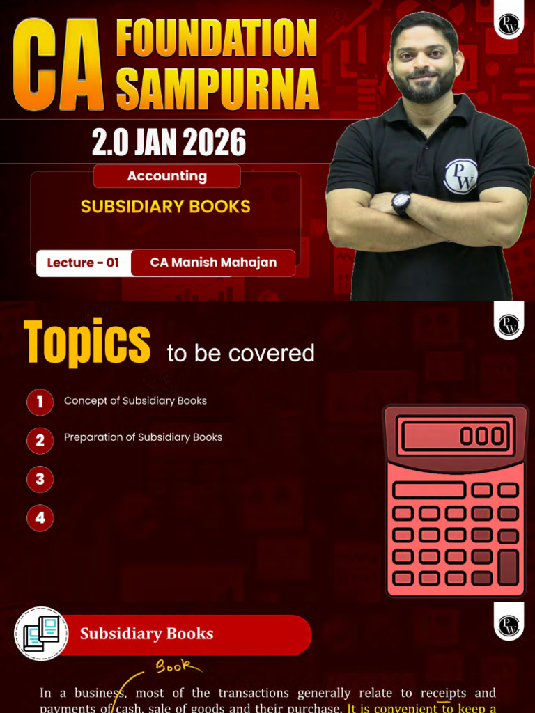 Subsidiary Books Notes | PDF