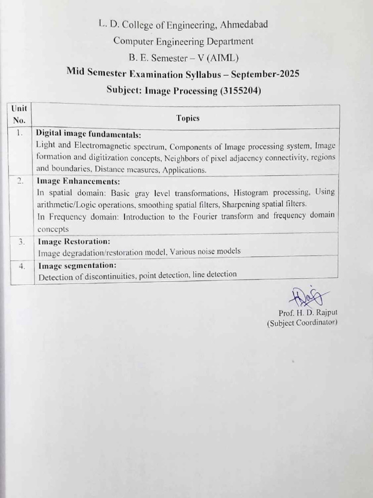 IP Midsem Syllabus Sept 2025 | PDF