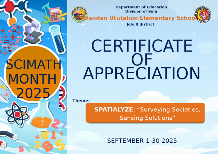 Science Month Certificate of Recognition in Blue and Orange Vector ...