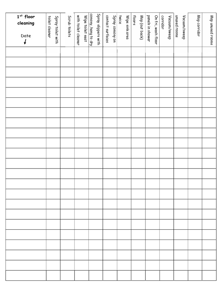 First Floor Cleaning Checklist | PDF