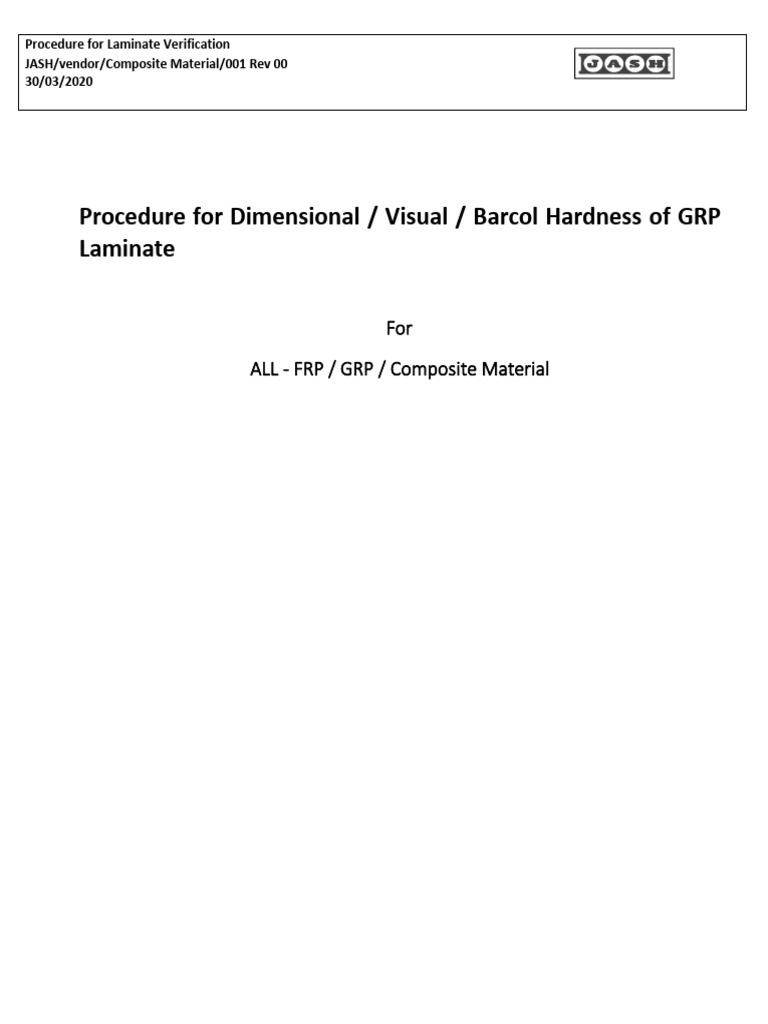 GRP Laminate Verification Procedure | PDF | Lamination | Verification ...