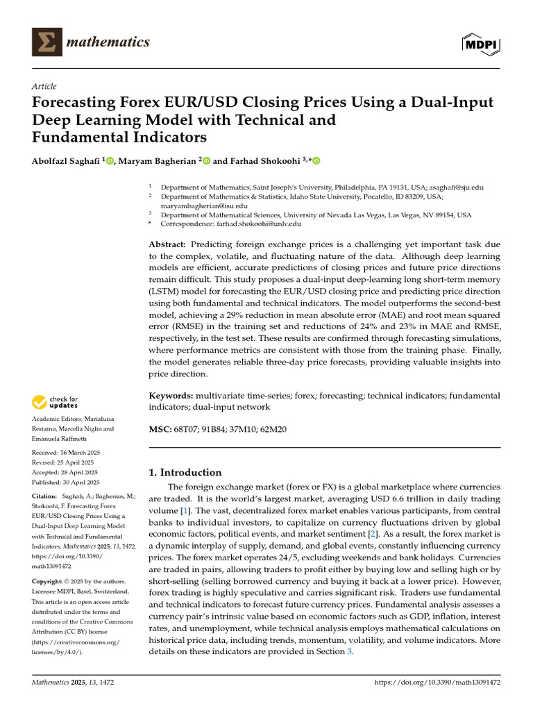 2025 - Forecasting Forex EURUSD Closing Prices | PDF | Deep Learning ...