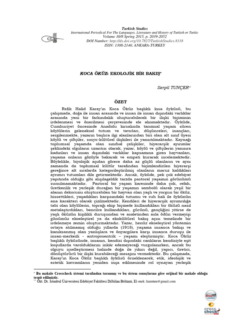 Koca Okuz Ekoelestirel Bir Bakis | PDF