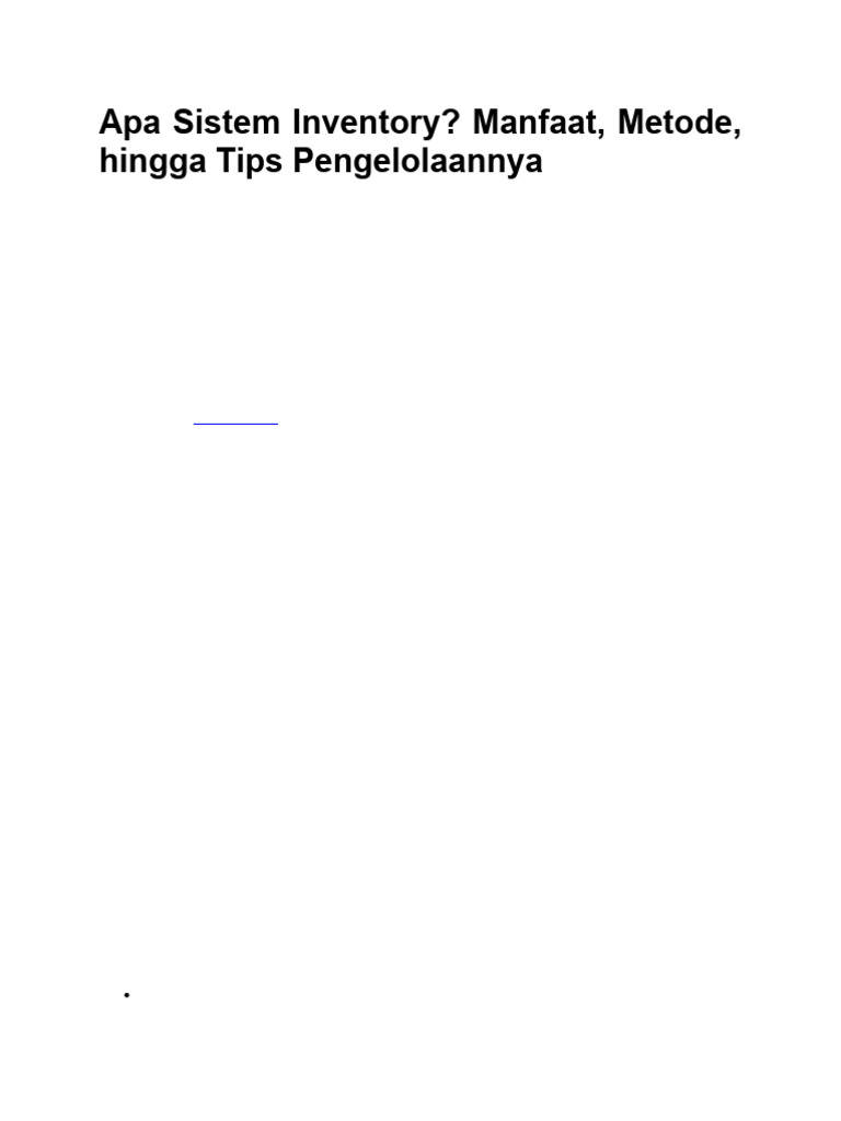 Panduan Lengkap Sistem Inventory Bisnis | PDF