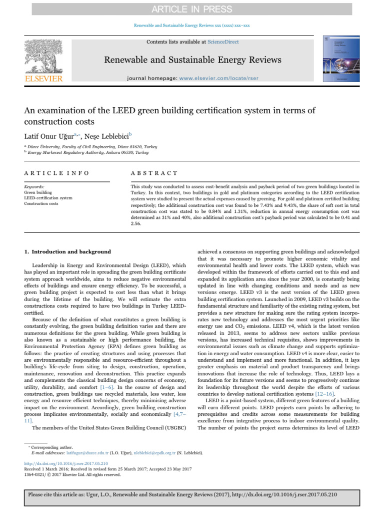 LEED Certification Costs and Benefits Analysis | PDF | Green Building ...