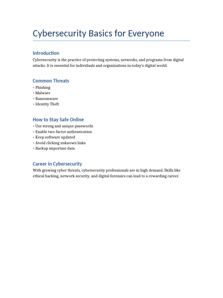 Essential Cybersecurity Tips for All | PDF